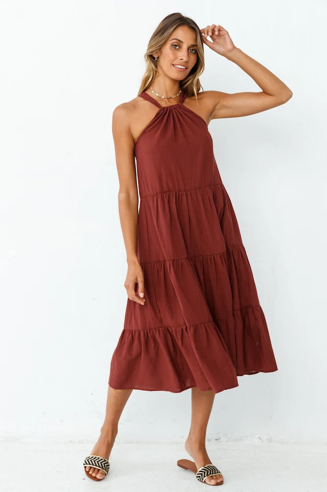 Make It To The End Midi Dress Wine - Image 2
