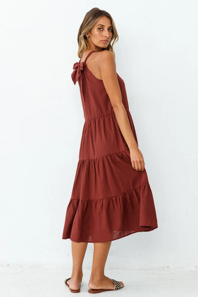 Make It To The End Midi Dress Wine - Image 6