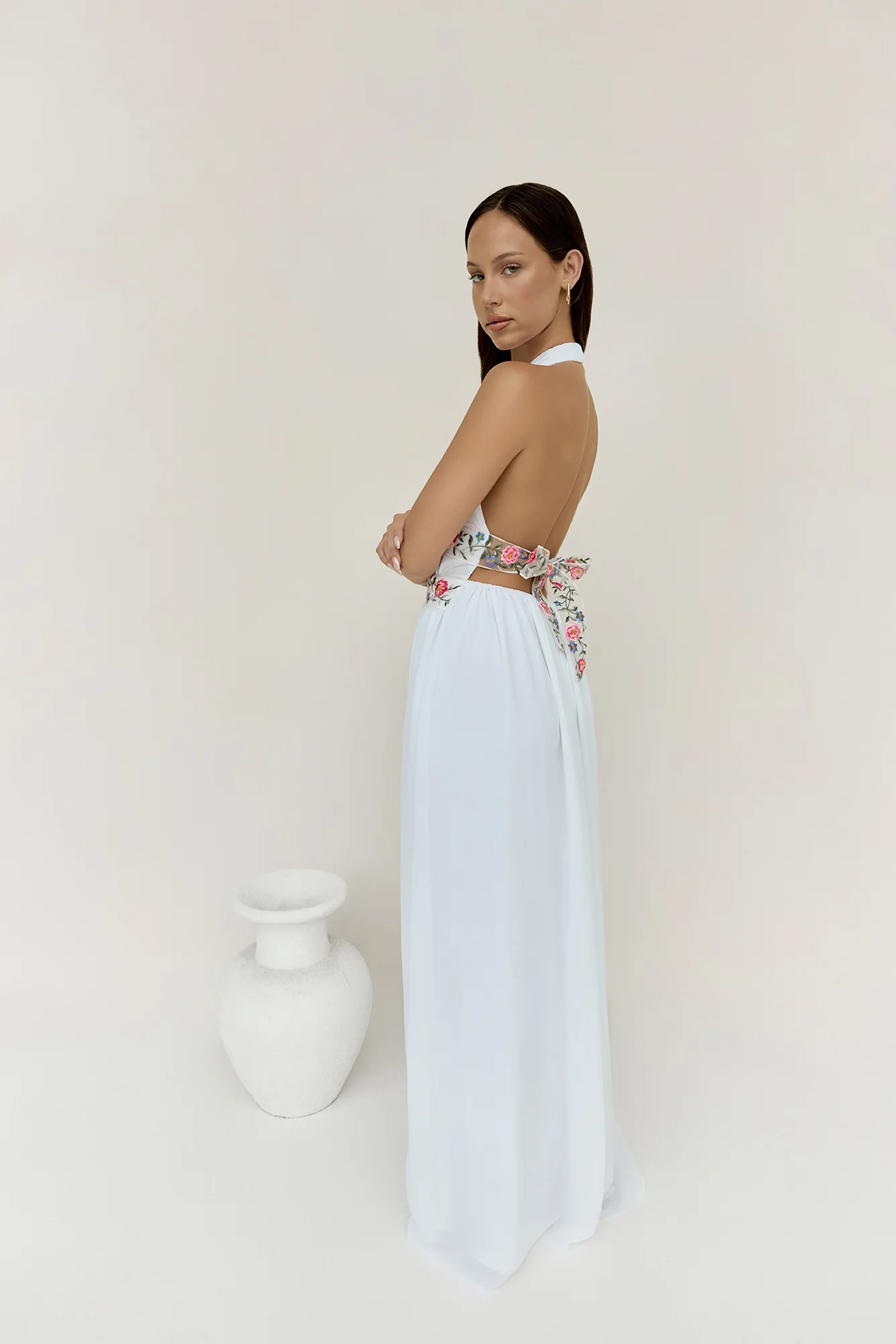 Maldives Garden Halter Maxi Dress White - Image 6