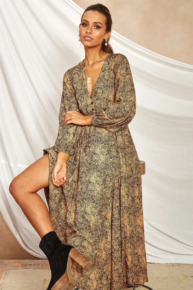 March Of The Bird Maxi Dress Orange - Image 5