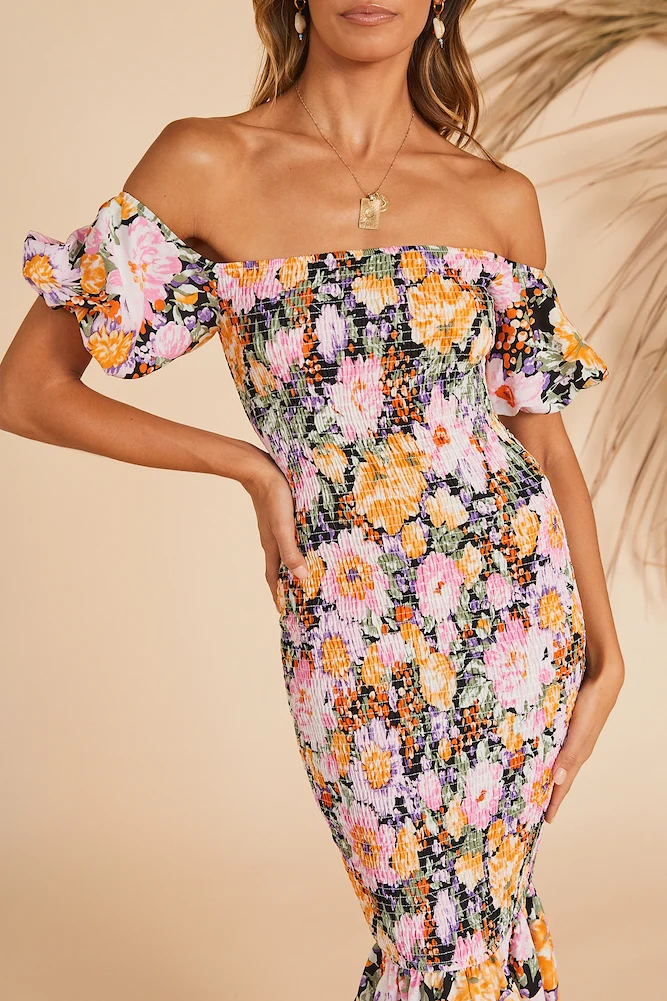 Midnight Bouquet Midi Dress - Image 7