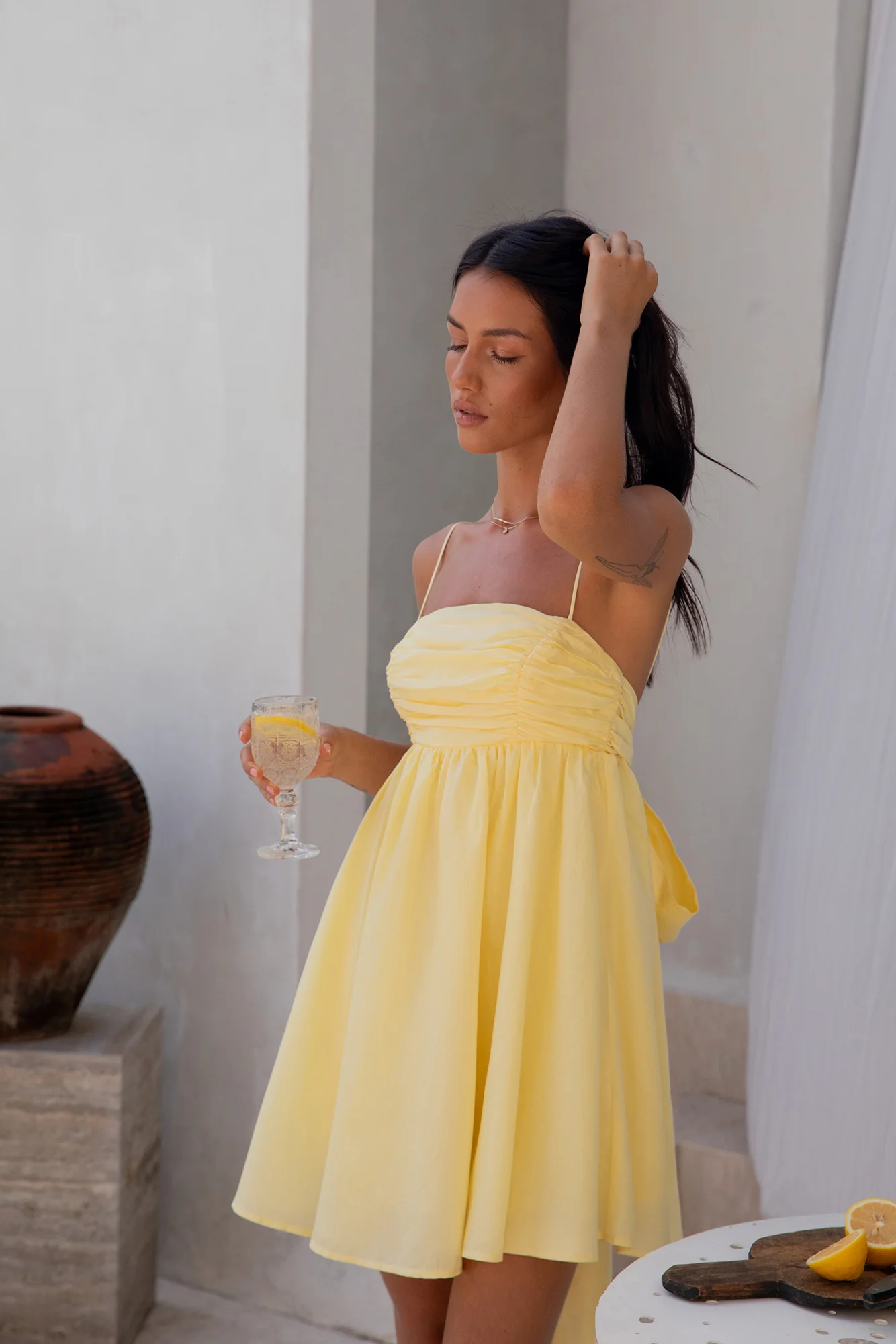 Midnight Charm Mini Dress Yellow - Image 3