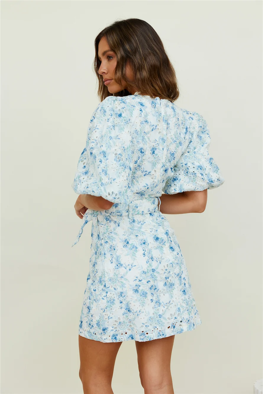 MINKPINK Zephyr Belted Mini Dress Blue - Image 7