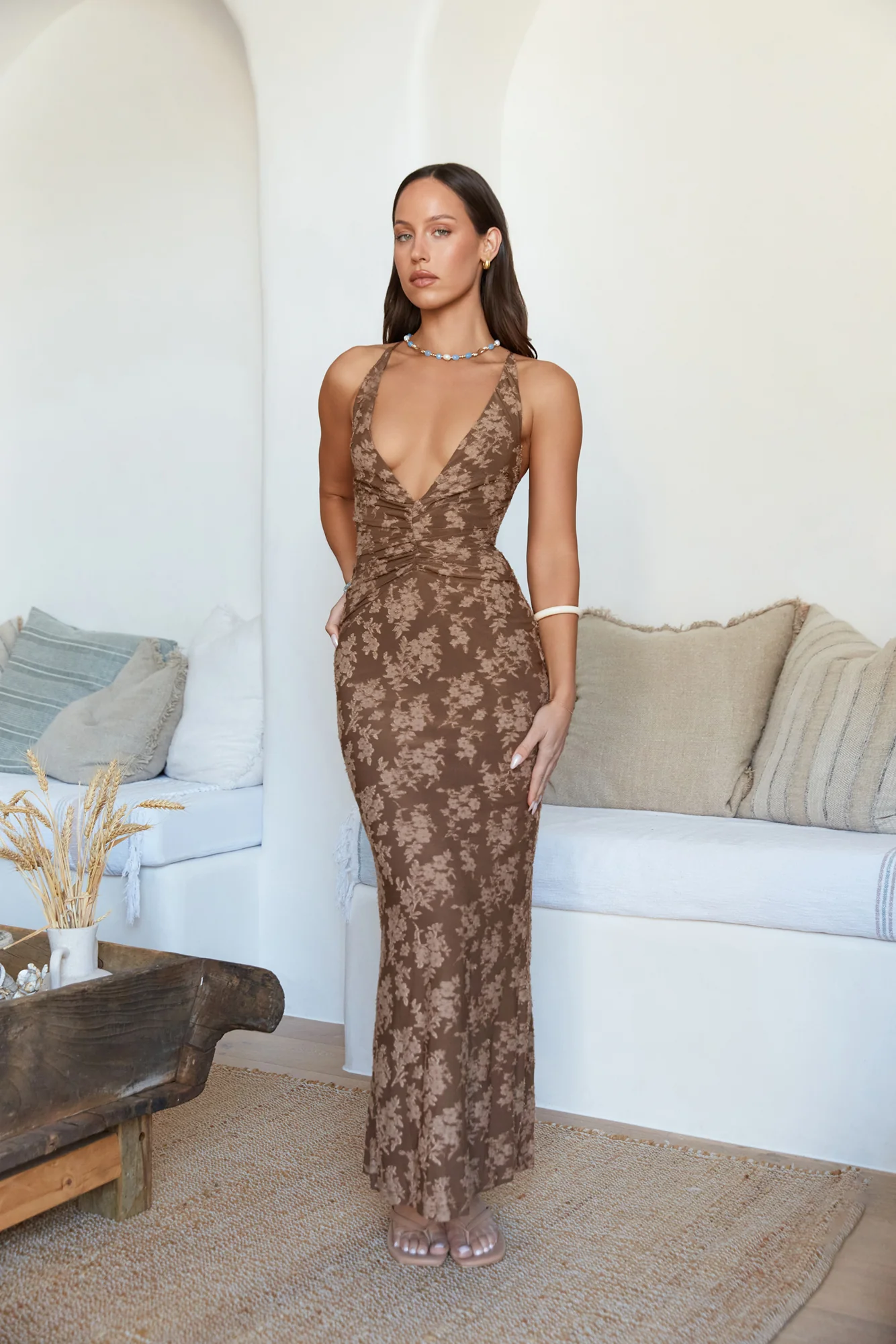 Next To Me Midi Dress Brown - Image 3