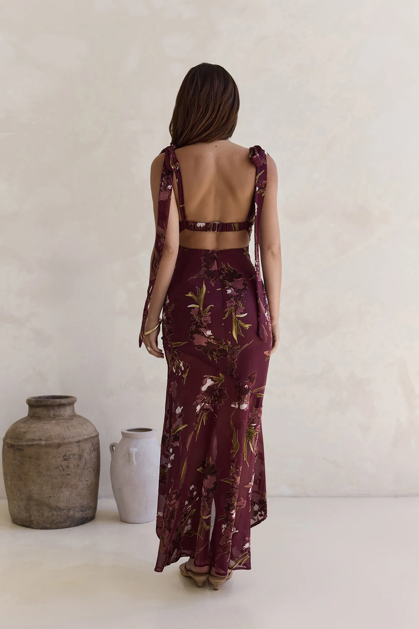 Night Garden Maxi Dress Burgundy - Image 2