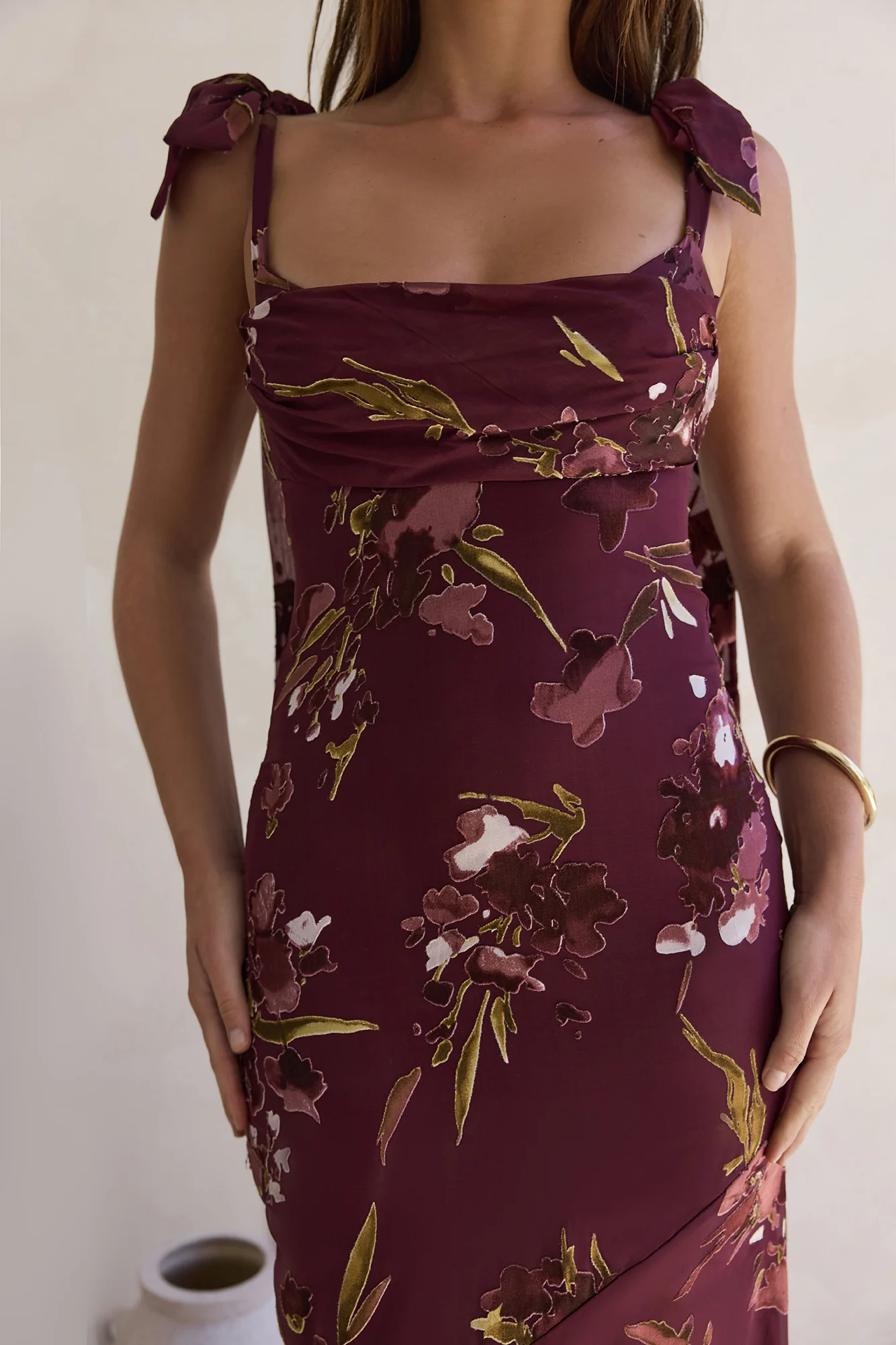 Night Garden Maxi Dress Burgundy - Image 5
