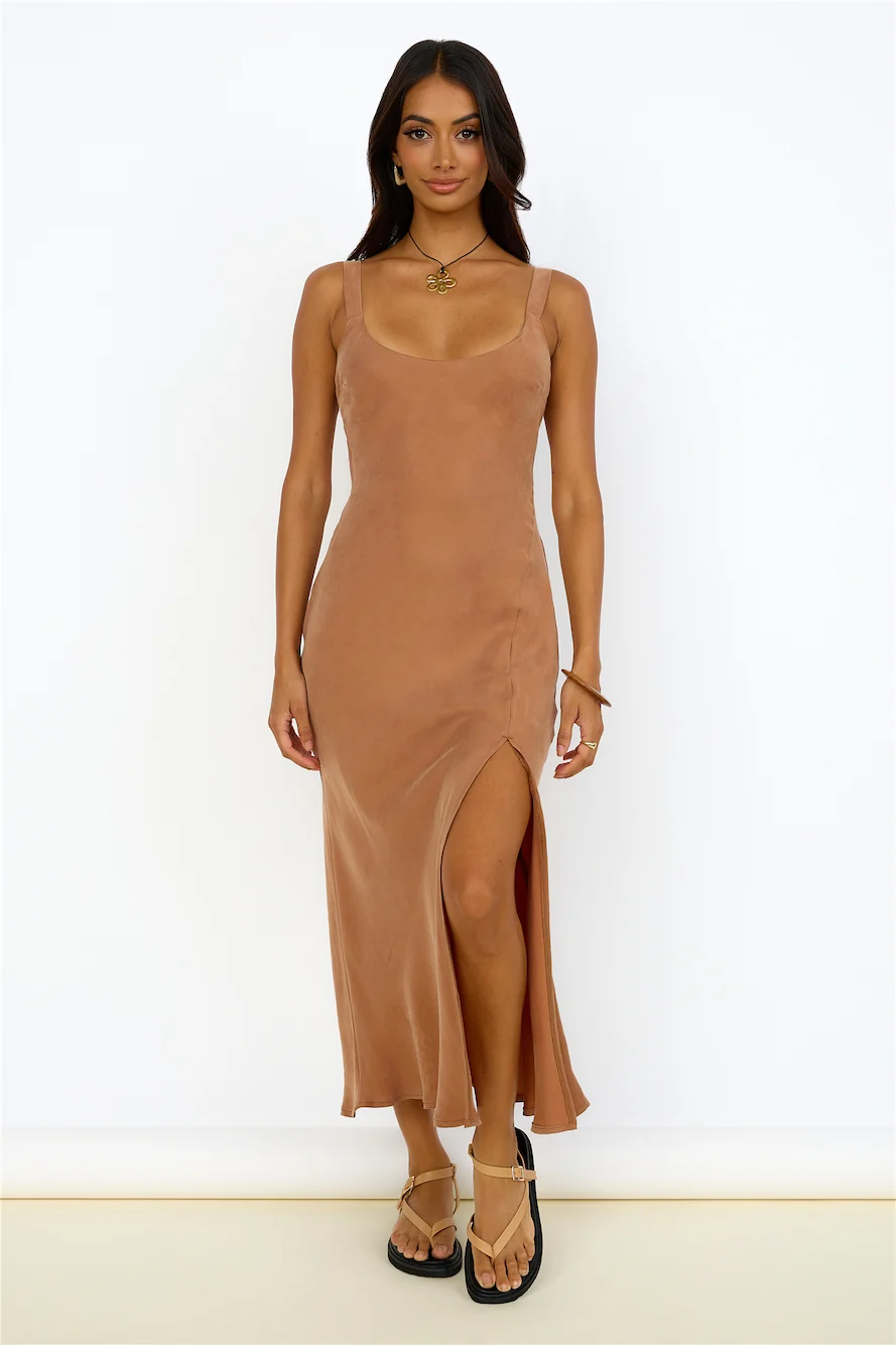 NUDE LUCY Harlow Cupro Slip Maxi Dress Terracotta - Image 7