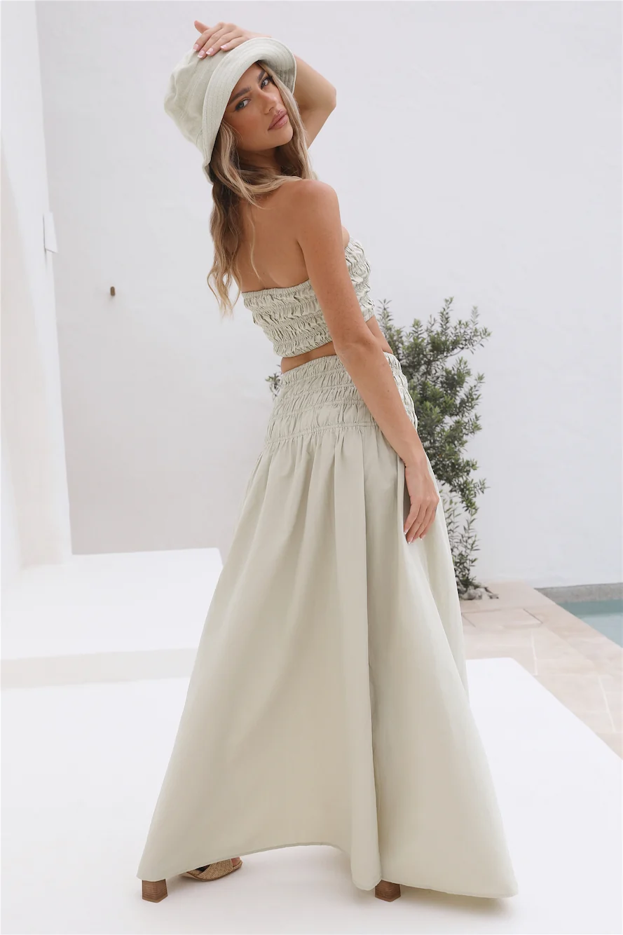 NUDE LUCY Oasis Poplin Maxi Skirt Eucalyptus - Image 7
