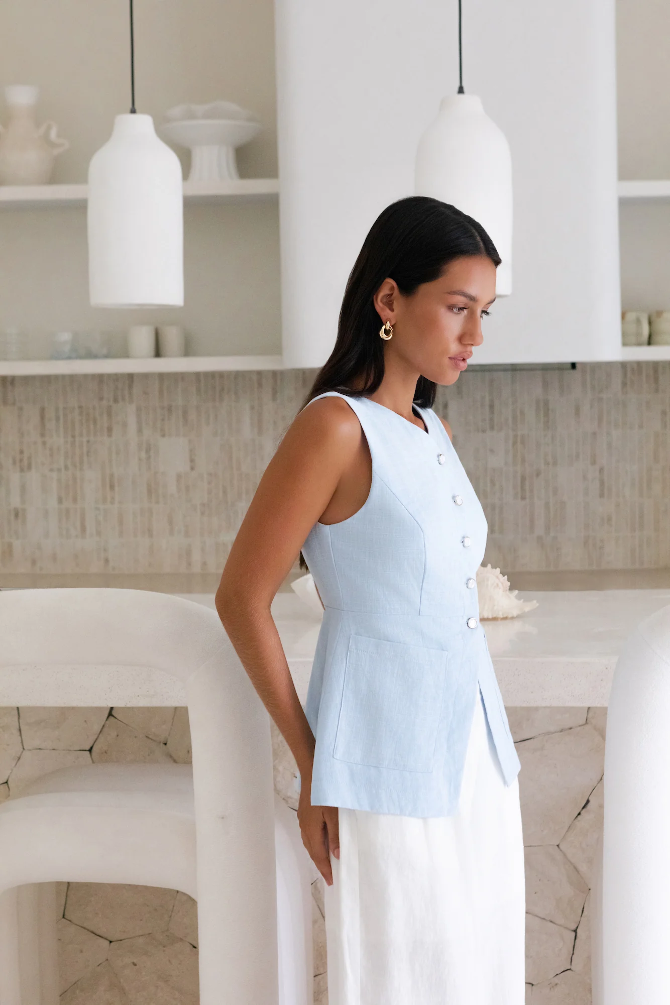 Ocean Eyes Vest Top Blue - Image 6