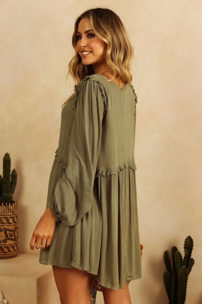 On With The Show Dress Khaki - Image 6