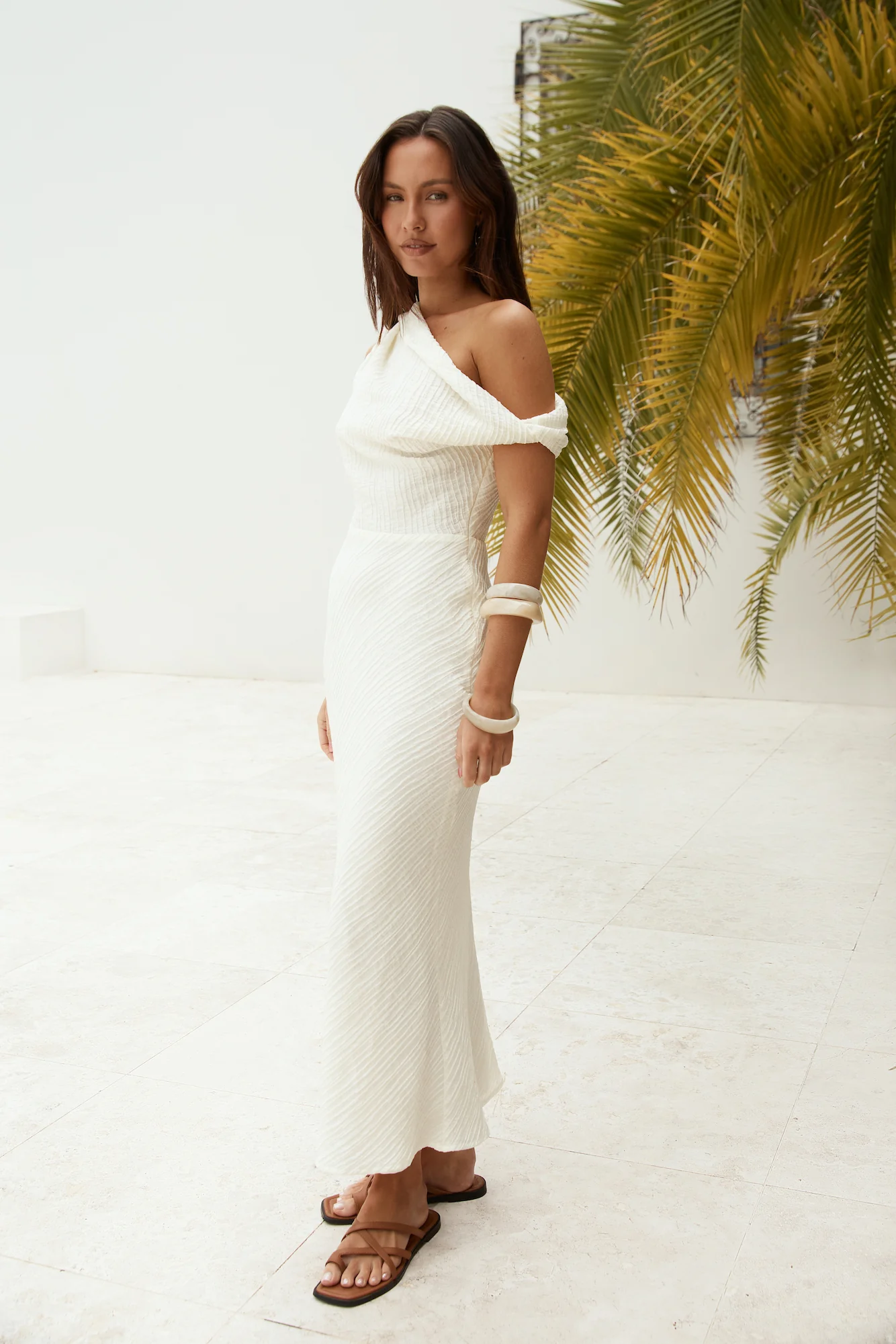 One For You Off Shoulder Maxi Dress Cream - Image 7