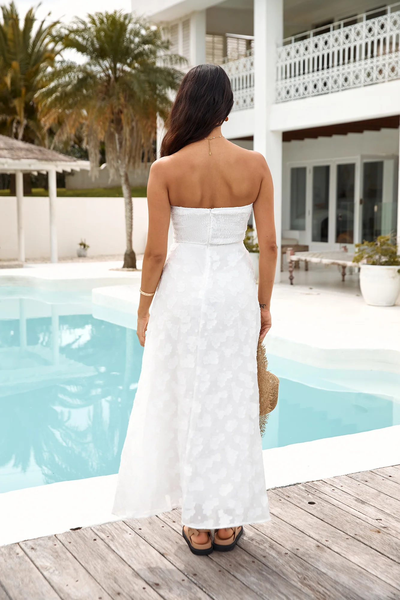 Orchid Bouquet Strapless Maxi Dress White - Image 2