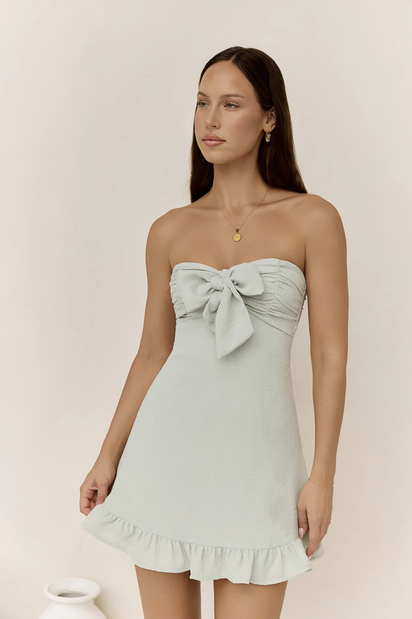 Palm Tree Dreaming Mini Dress Sage - Image 3