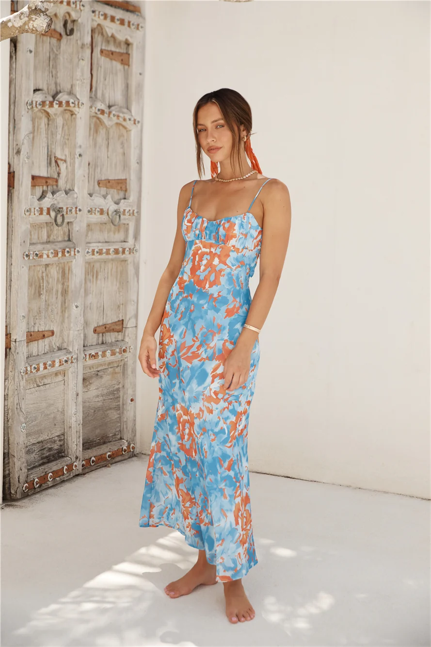 Peony Pillow Maxi Dress Blue - Image 5