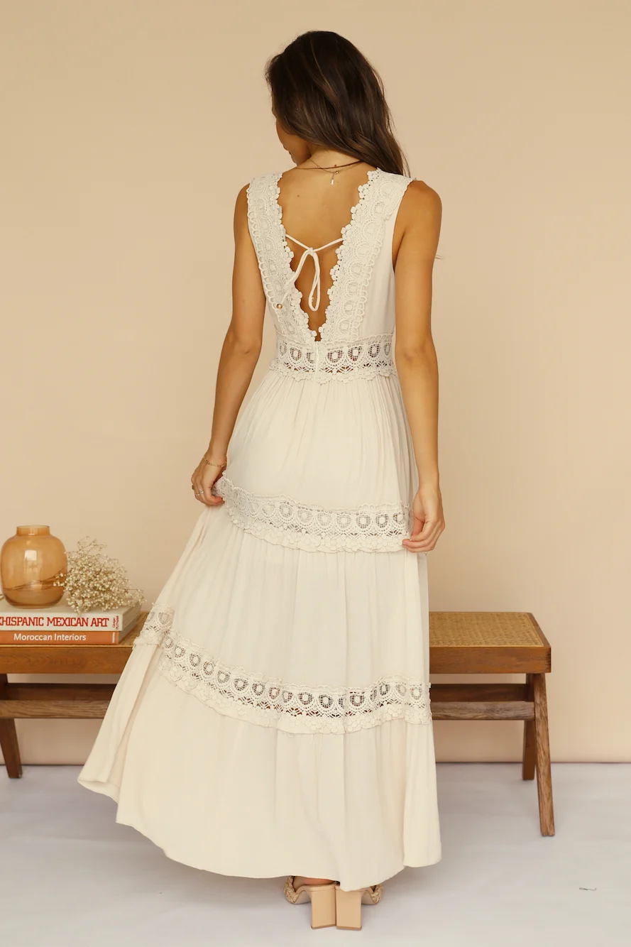 Playing Games Maxi Dress Beige - Image 7