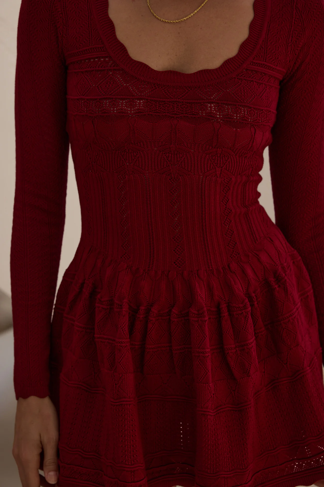 Pretty Portrait Long Sleeve Mini Dress Wine - Image 7