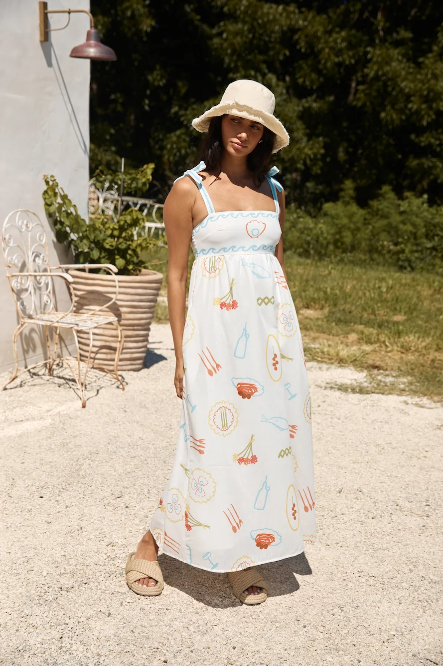 Provence Escape Linen Maxi Dress Multi - Image 3