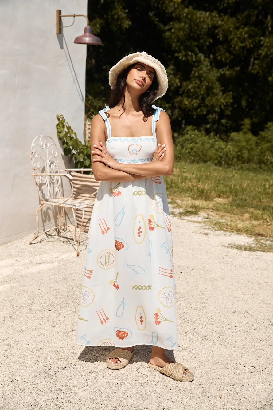 Provence Escape Linen Maxi Dress Multi - Image 5