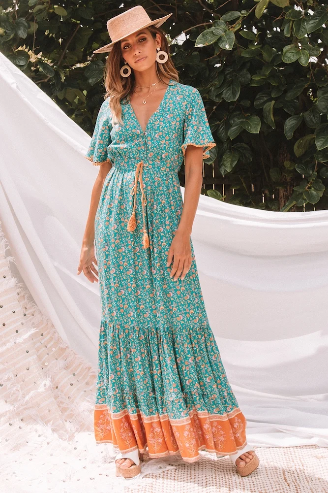 Reef Rider Maxi Dress Turquoise - Image 7