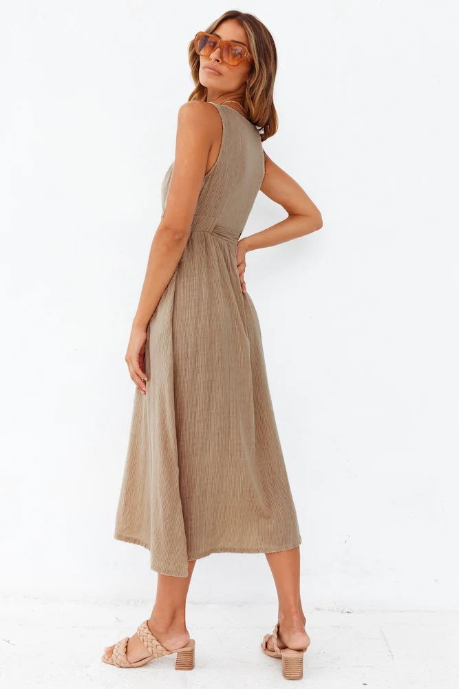 Remember Forever Midi Dress Khaki - Image 5