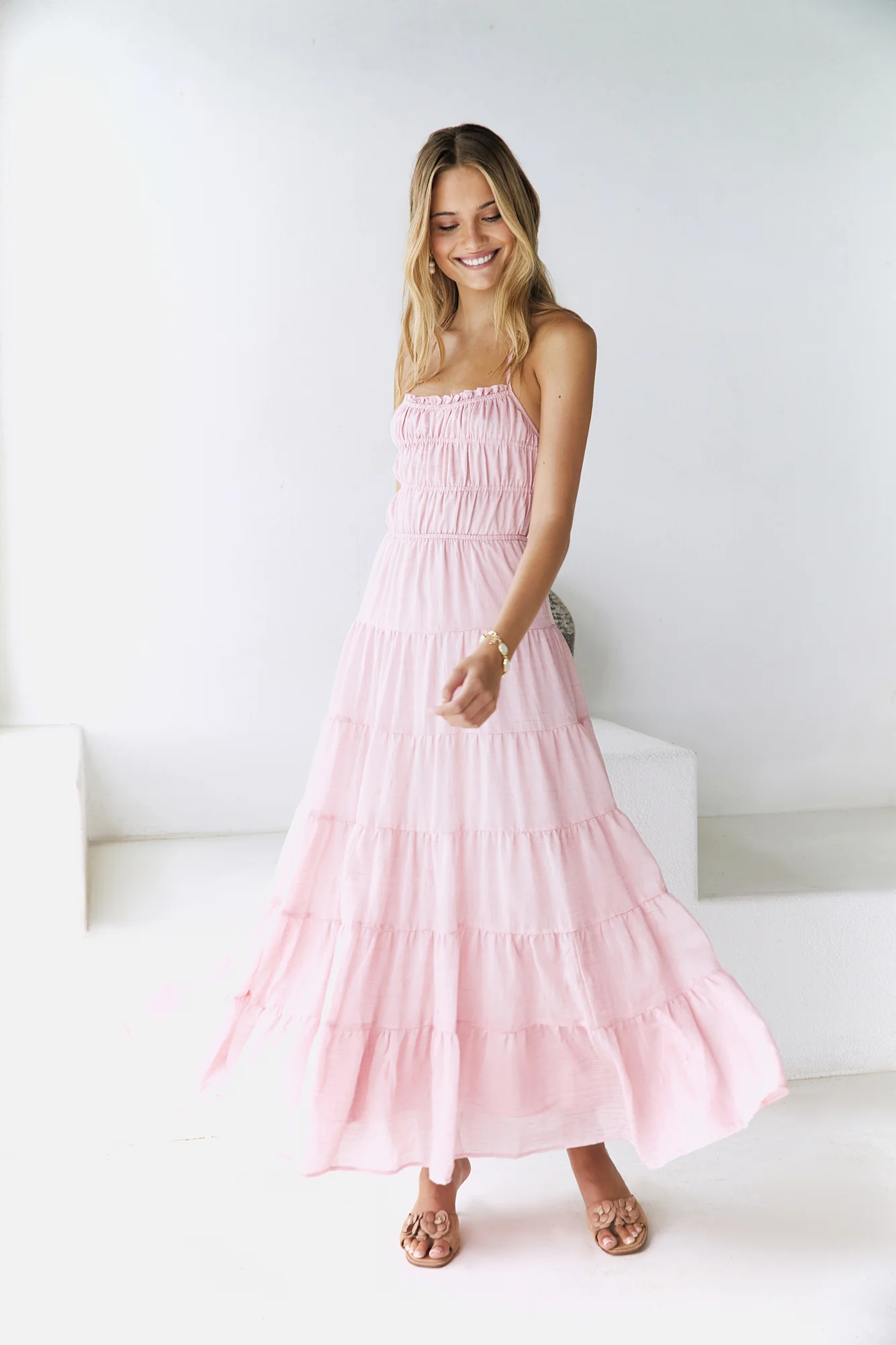 Renaissance Art Maxi Dress Pink - Image 3