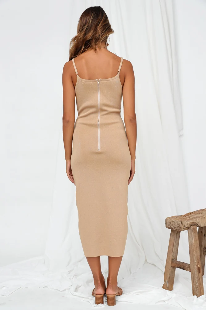 Ride it Midi Dress Tan - Image 6