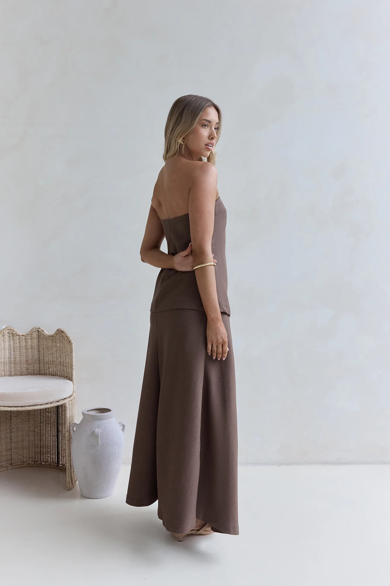 Ring The Bell Strapless Maxi Dress Brown - Image 7