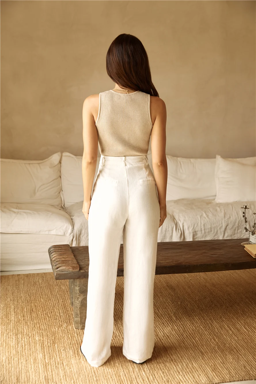 Riviera Bliss Linen Pants White - Image 2