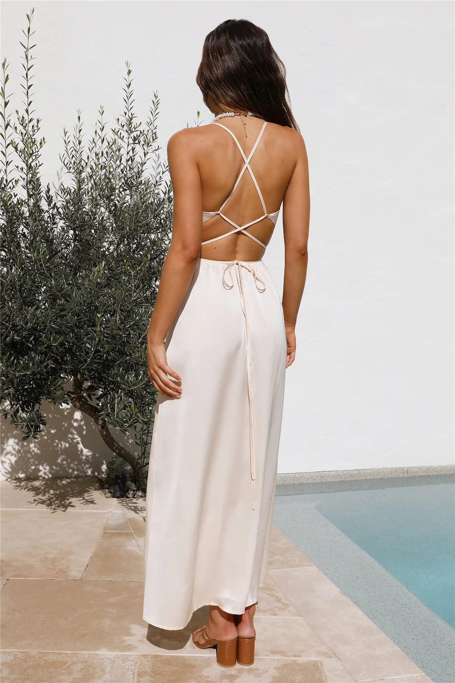 Rolling Waves Maxi Dress Champagne - Image 5