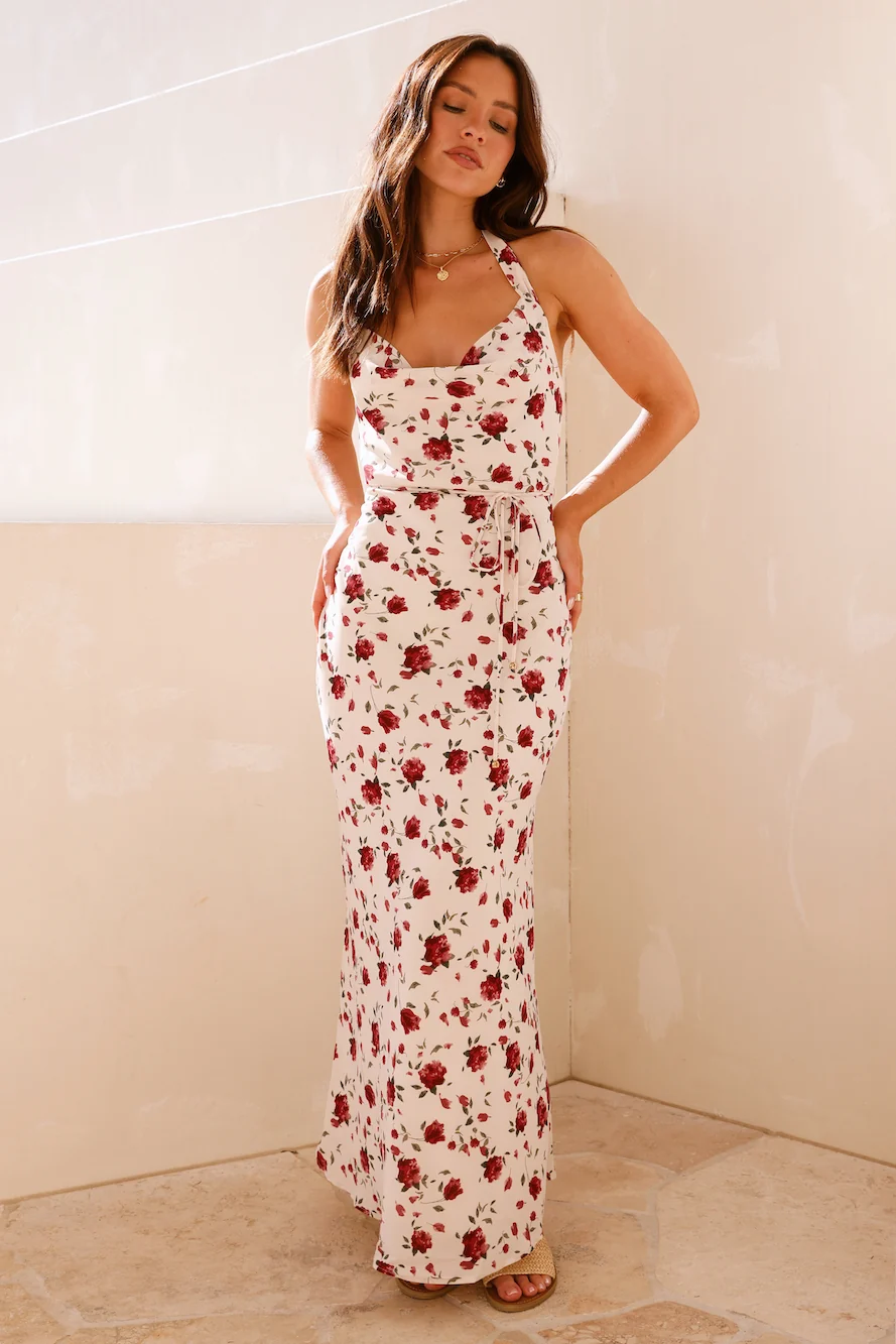 Romanticise Halter Maxi Dress Pink - Image 3