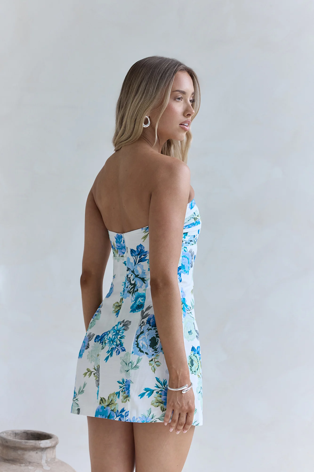Rose Drift Strapless Mini Dress Blue - Image 7