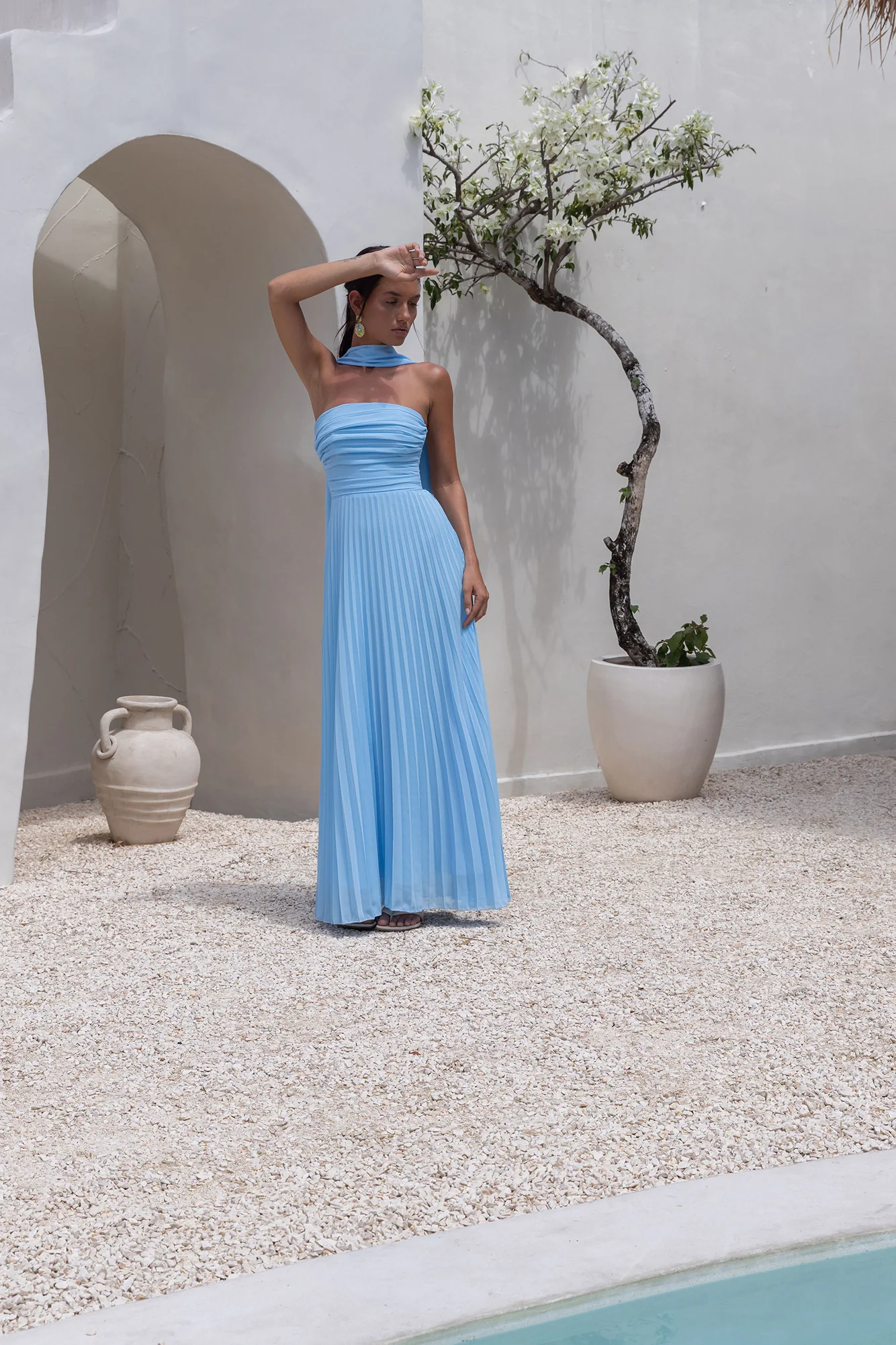 Rosewater Roads Strapless Maxi Dress Blue - Image 4
