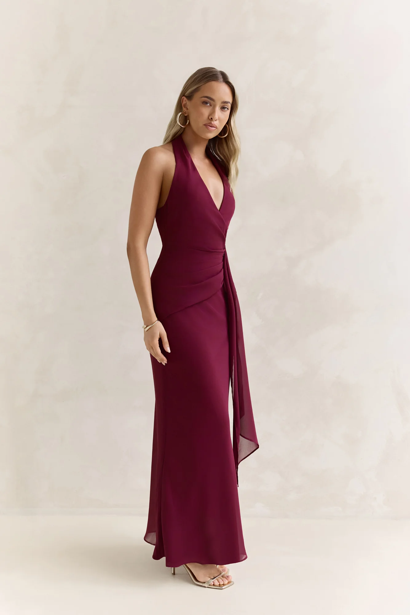 Run To You Halter Maxi Dress Plum - Image 4
