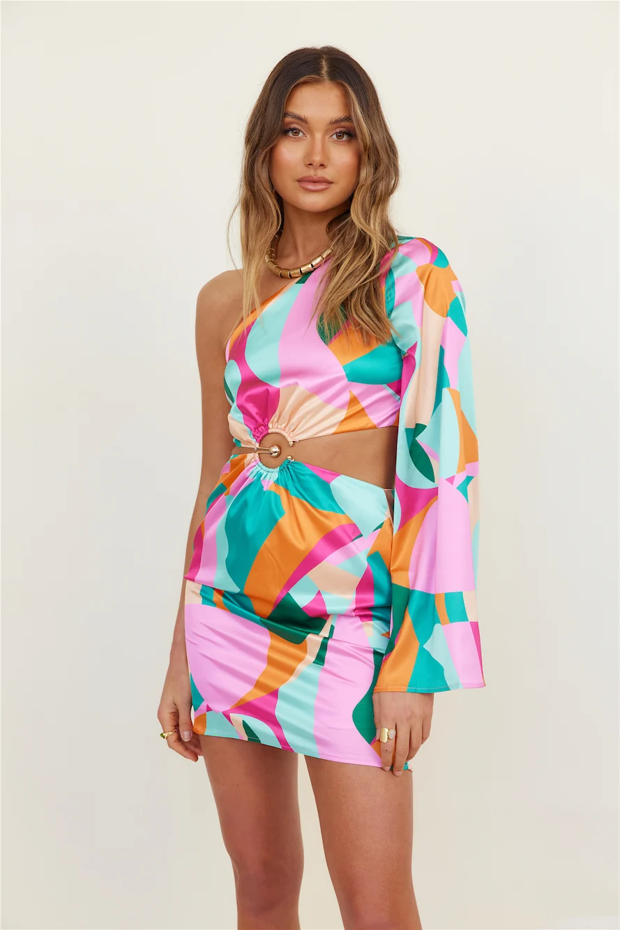 RUNAWAY THE LABEL Mariposa Drape Dress Multicolour - Image 4