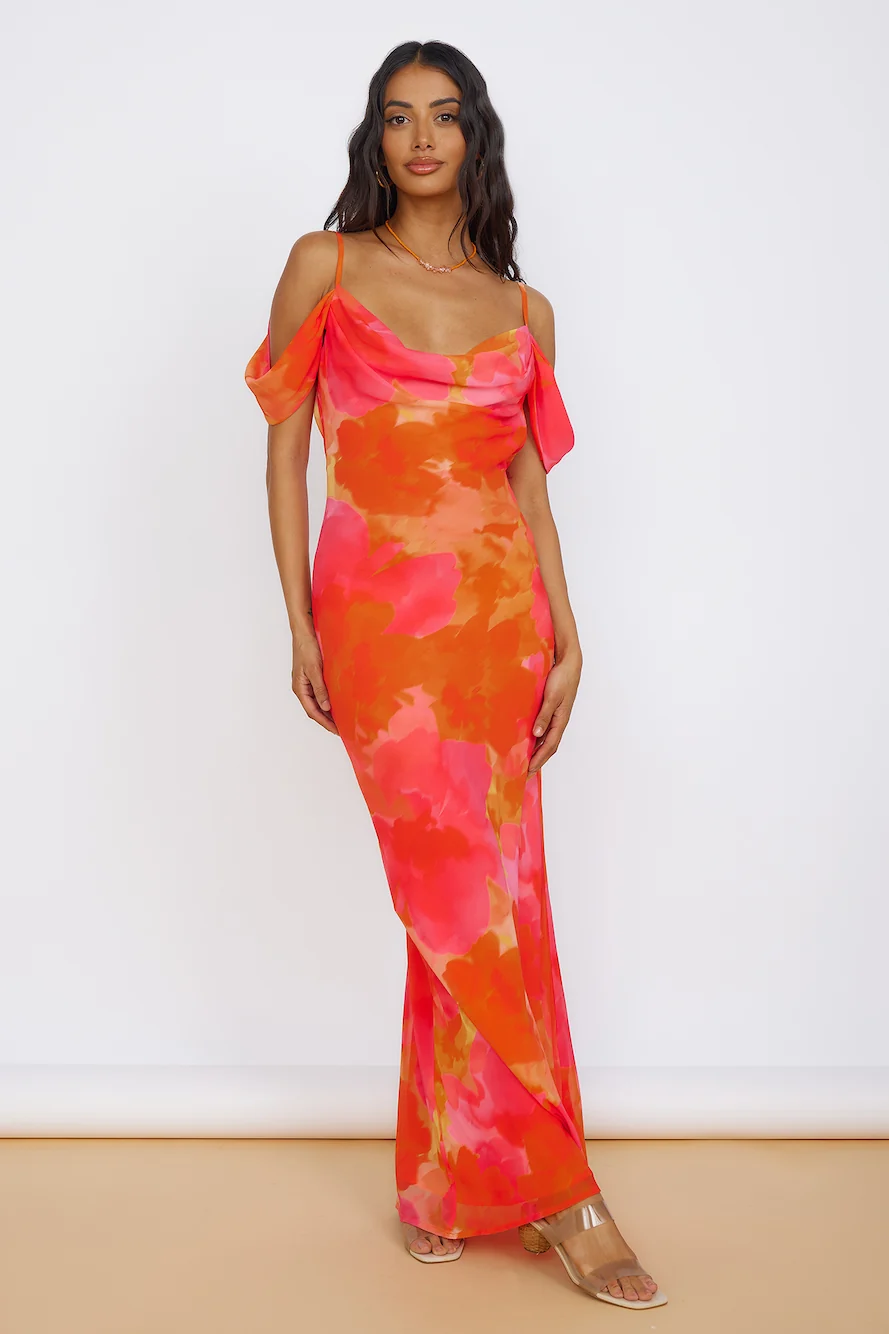 RUNAWAY THE LABEL Oralie Maxi Dress Orange - Image 4