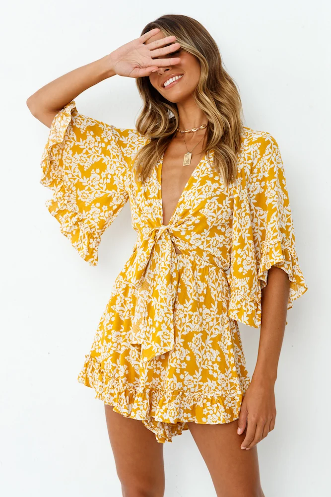 Rushing Back Romper Mustard - Image 4