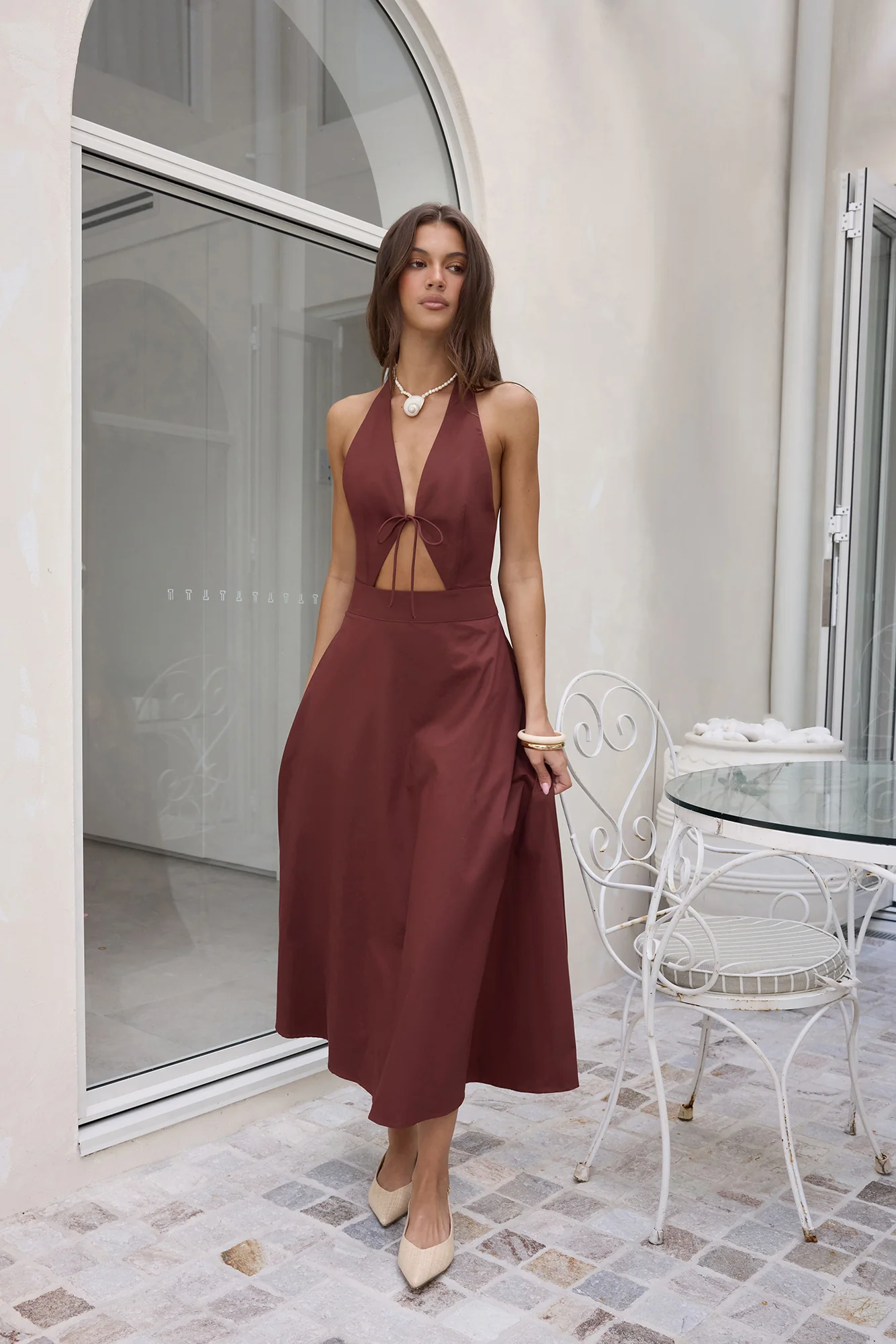 Sands Of Splendor Halter Maxi Dress Brown - Image 5