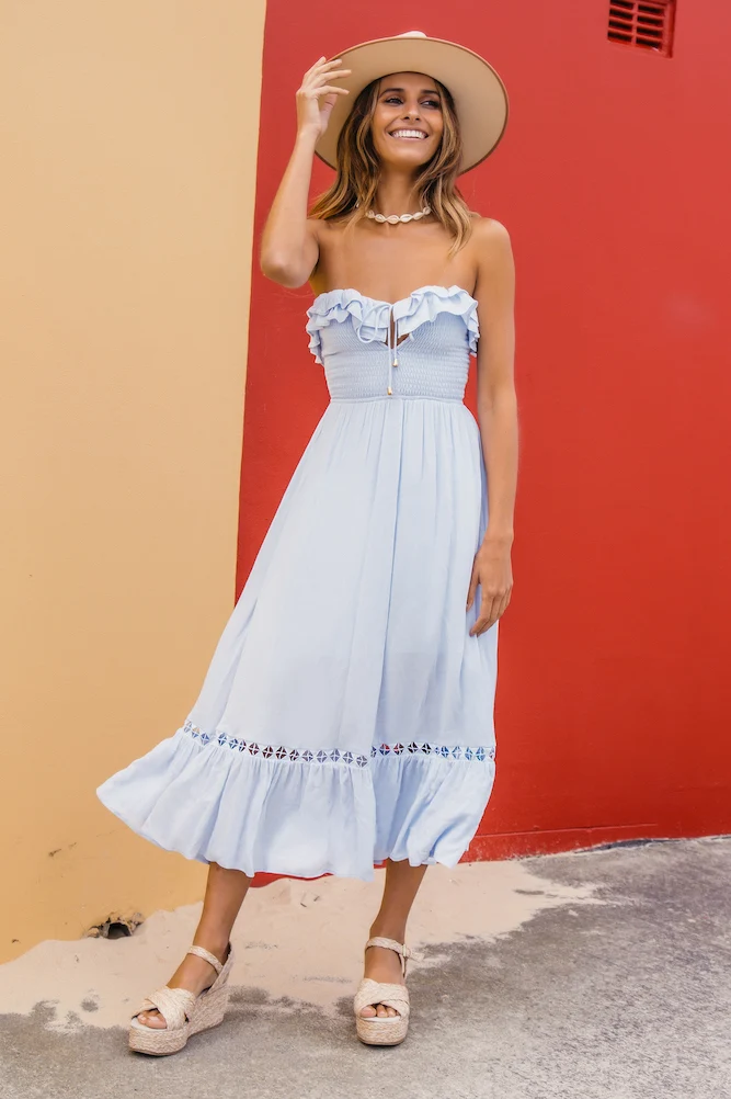 Santa Elena Midi Dress Ice Blue - Image 3