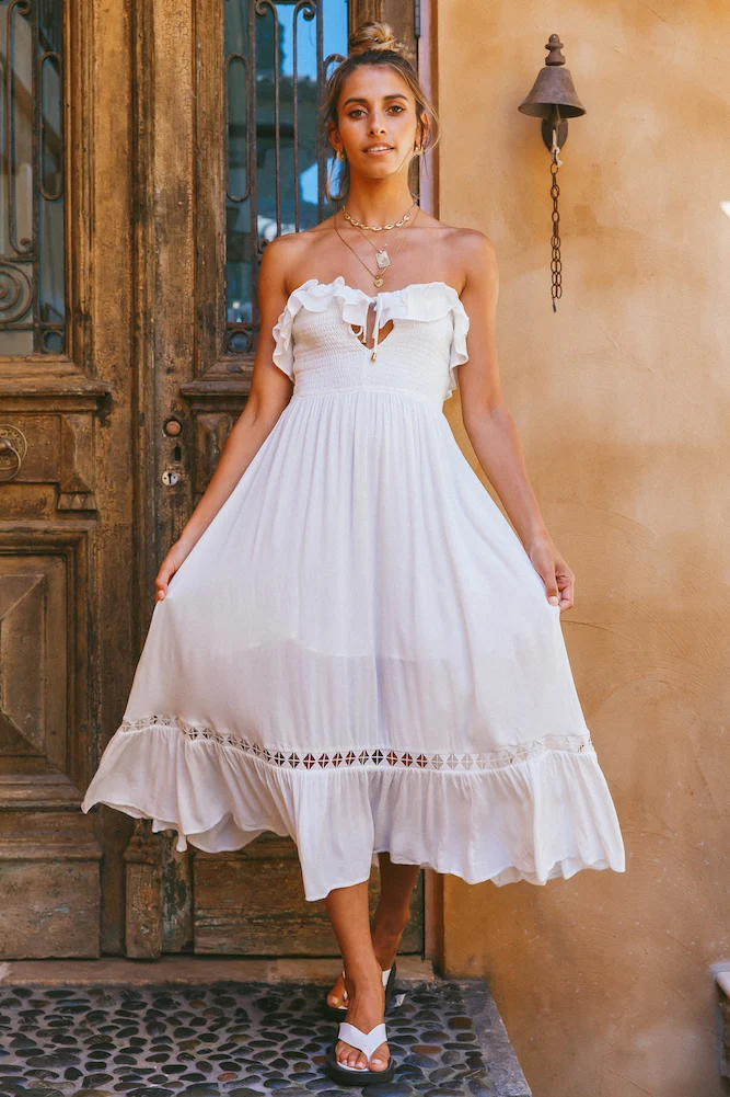 Santa Elena Midi Dress White - Image 3