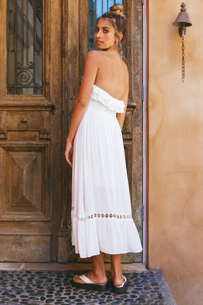 Santa Elena Midi Dress White - Image 9