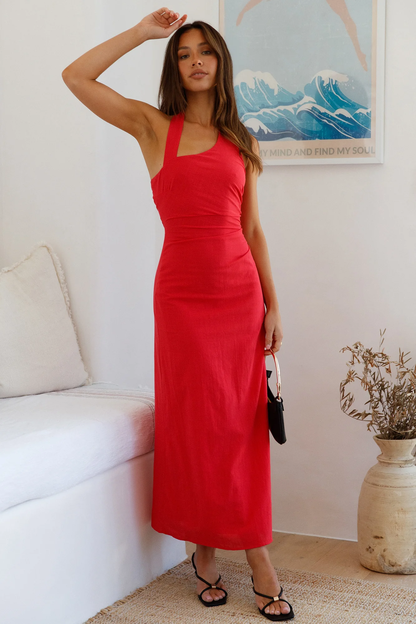 Scarlet Hues Halter Maxi Dress Red - Image 3