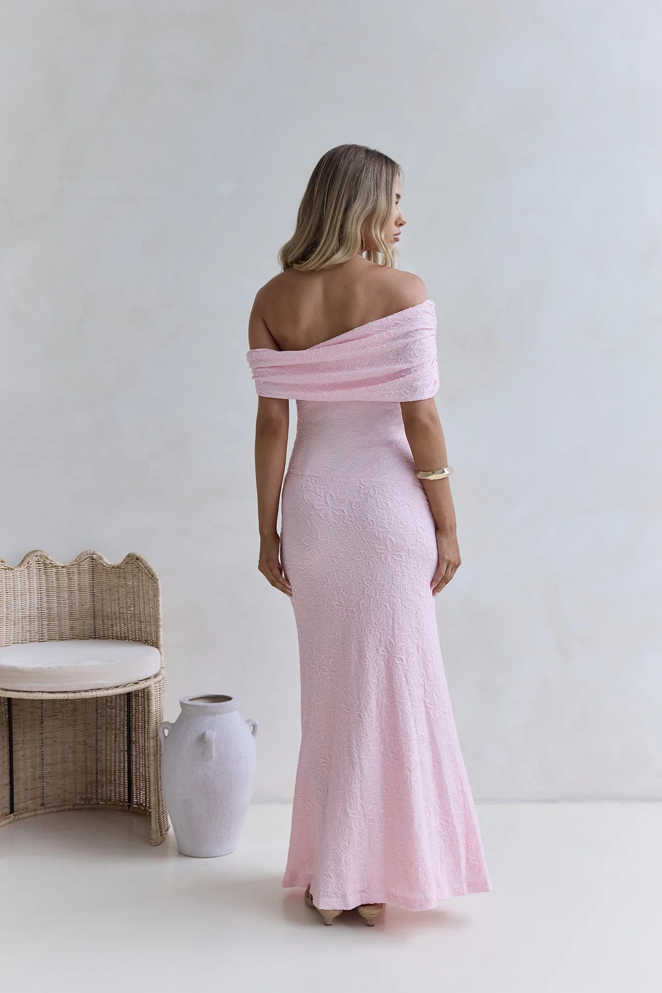 Sea And Selfies Off Shoulder Maxi Dress Pink - Image 2