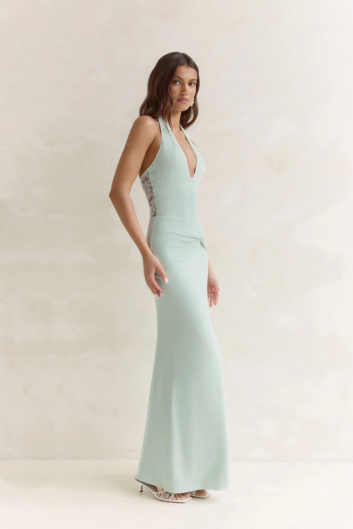 Seaside Glow Halter Maxi Dress Sage - Image 7