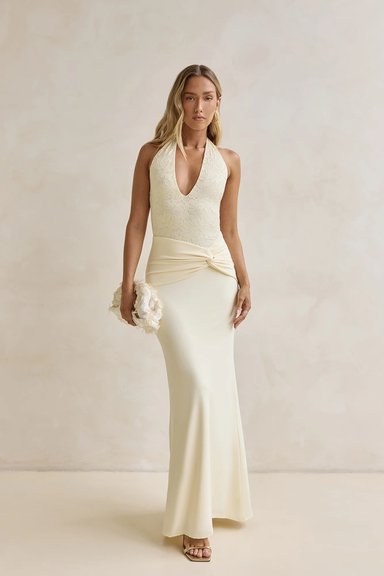 Seaside Glow Halter Maxi Dress Yellow - Image 7