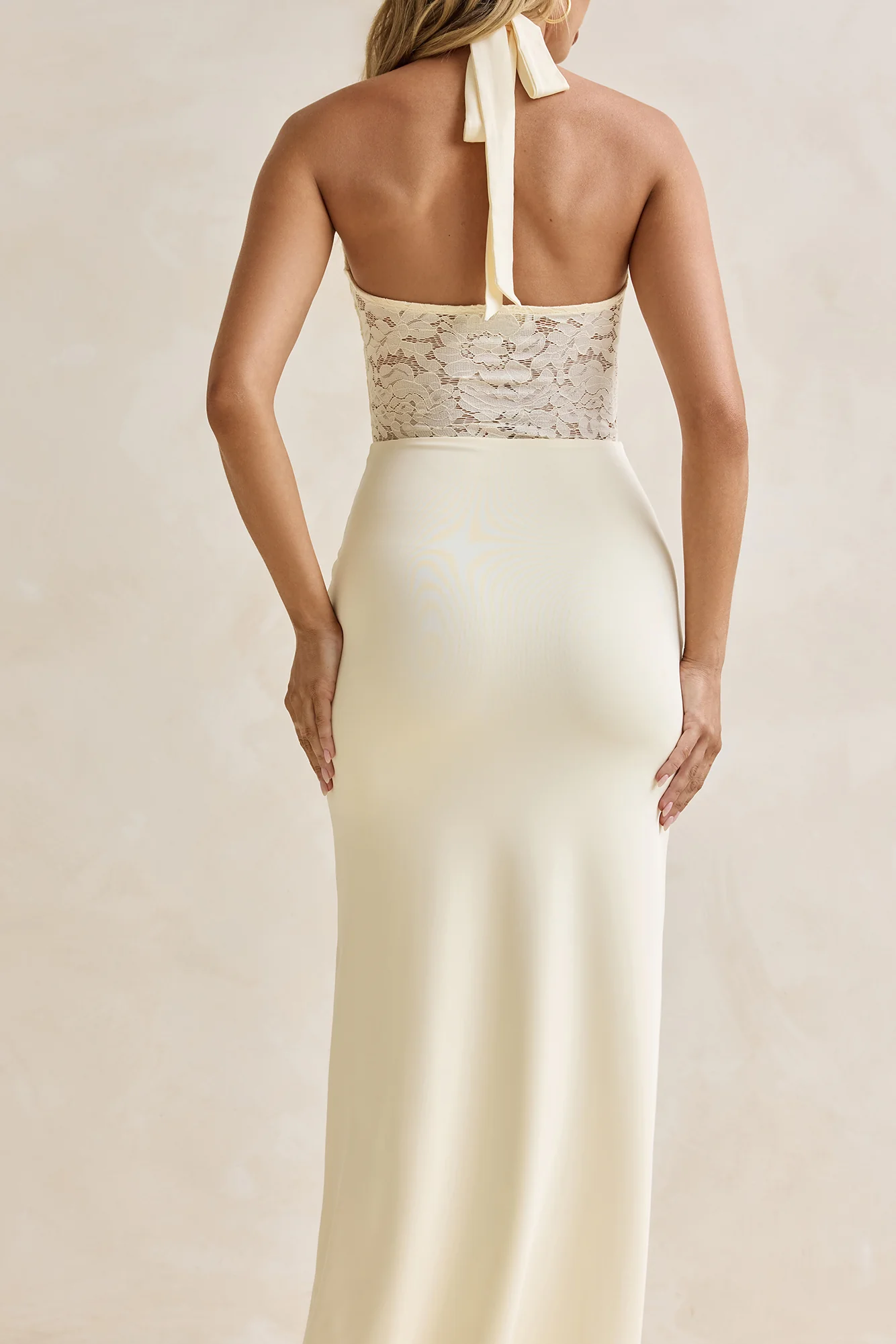 Seaside Glow Halter Maxi Dress Yellow - Image 9