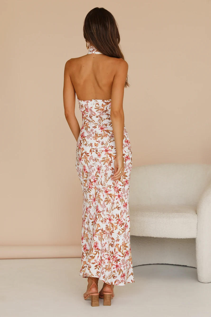 SEVEN WONDERS Alani Halter Maxi Dress White Floral - Image 4