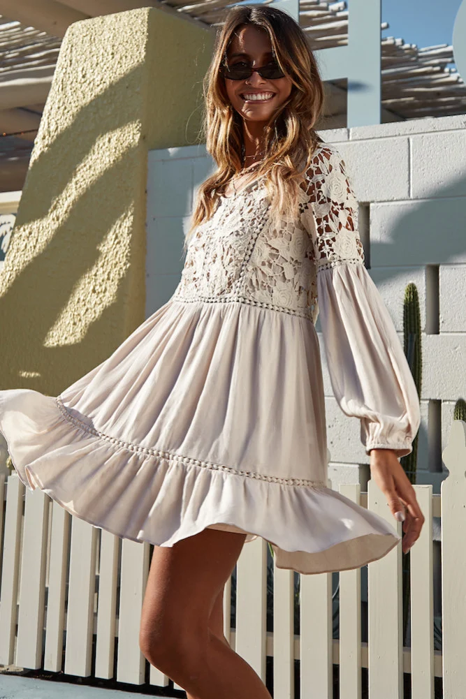 She Bangs The Drums Dress Beige - Image 5