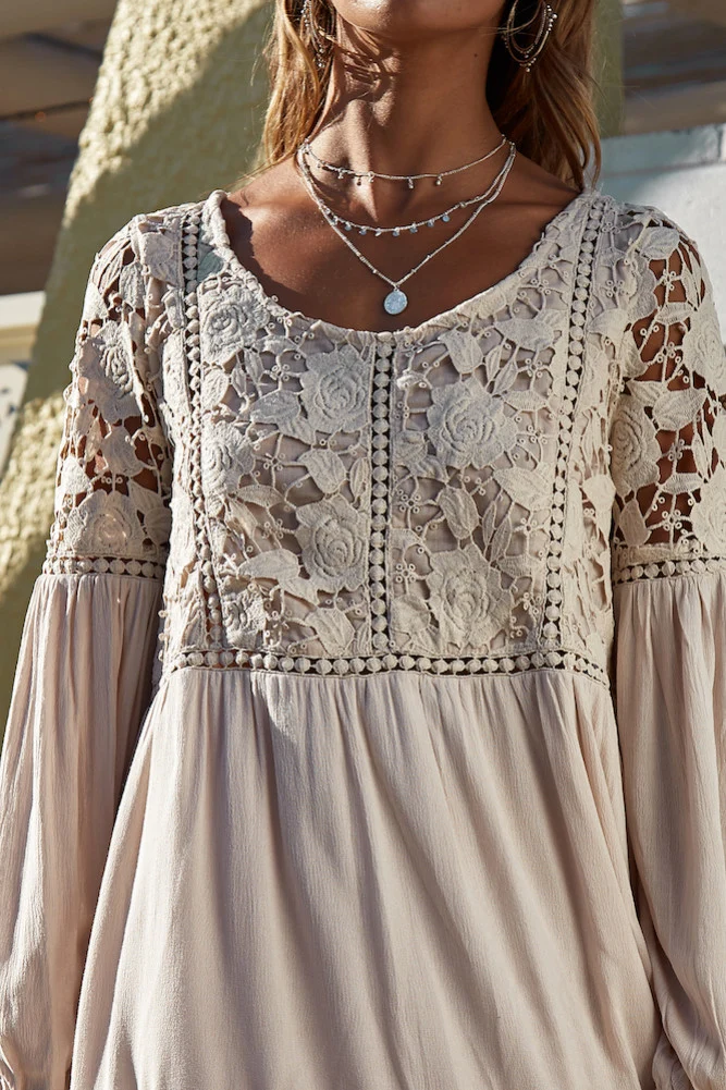 She Bangs The Drums Dress Beige - Image 8