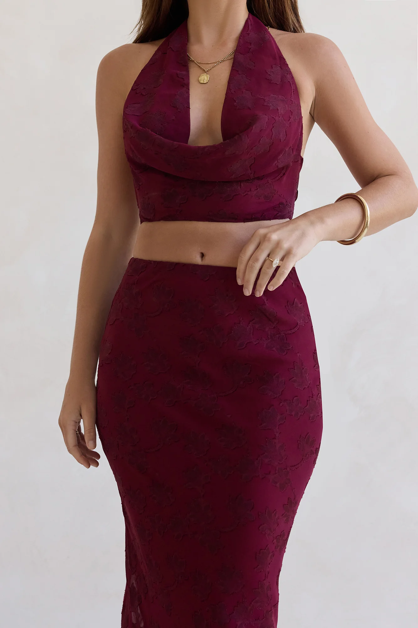 She's The Flame Halter Crop Top Wine - Image 5