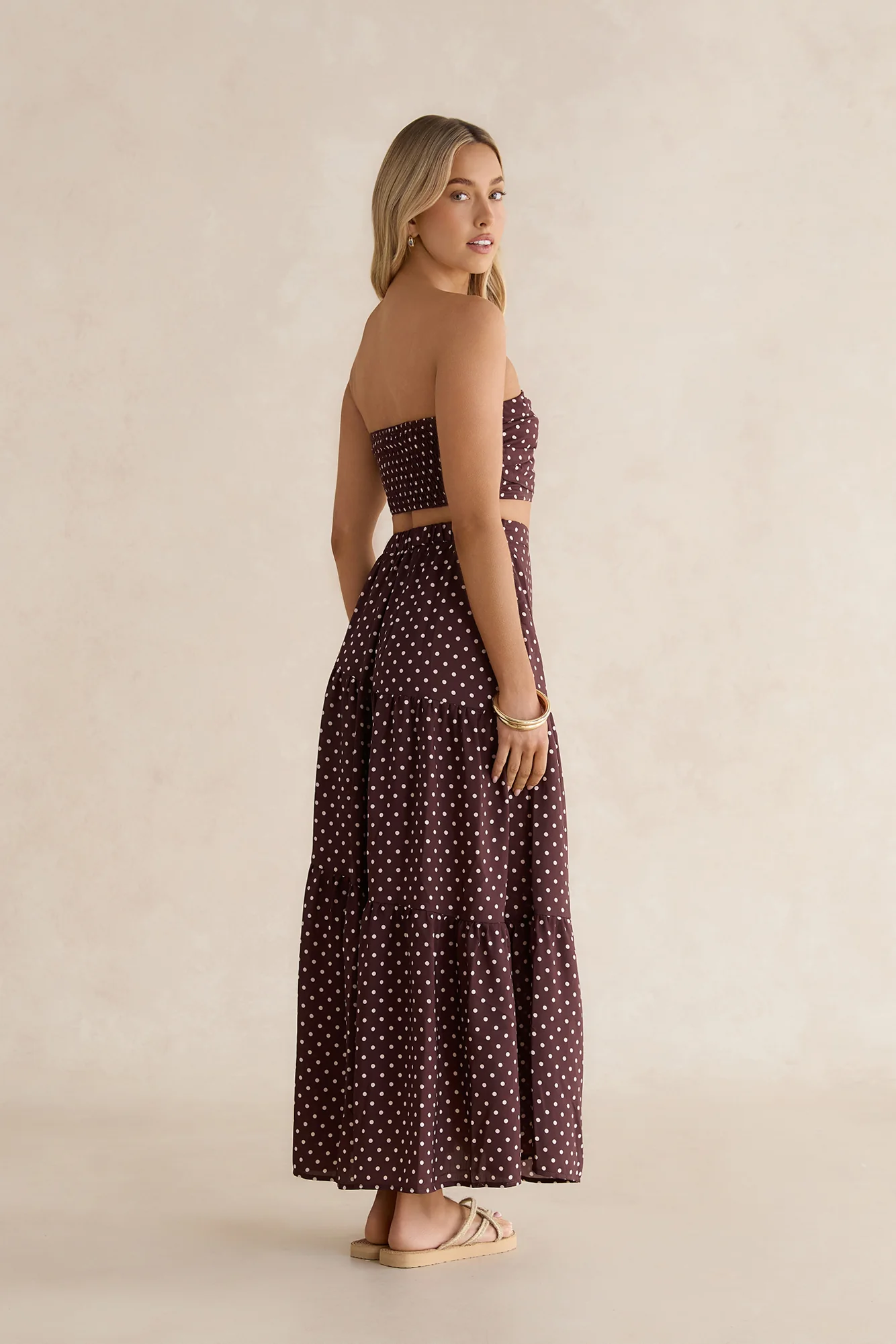 Shimmering Sands Polka Dot Crop Top Brown - Image 9